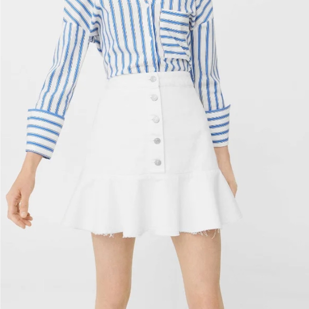 Mango White denim skirt